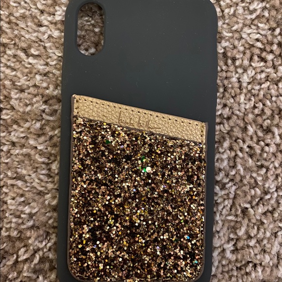Grey Iphone Case with Sparkly Card Holder - Picture 1 of 2